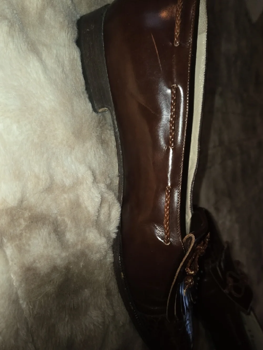 Bally Brown Leather Loafers Snakeskin Embossed Toe Tassel Fringe Flats - Picture 11 of 11